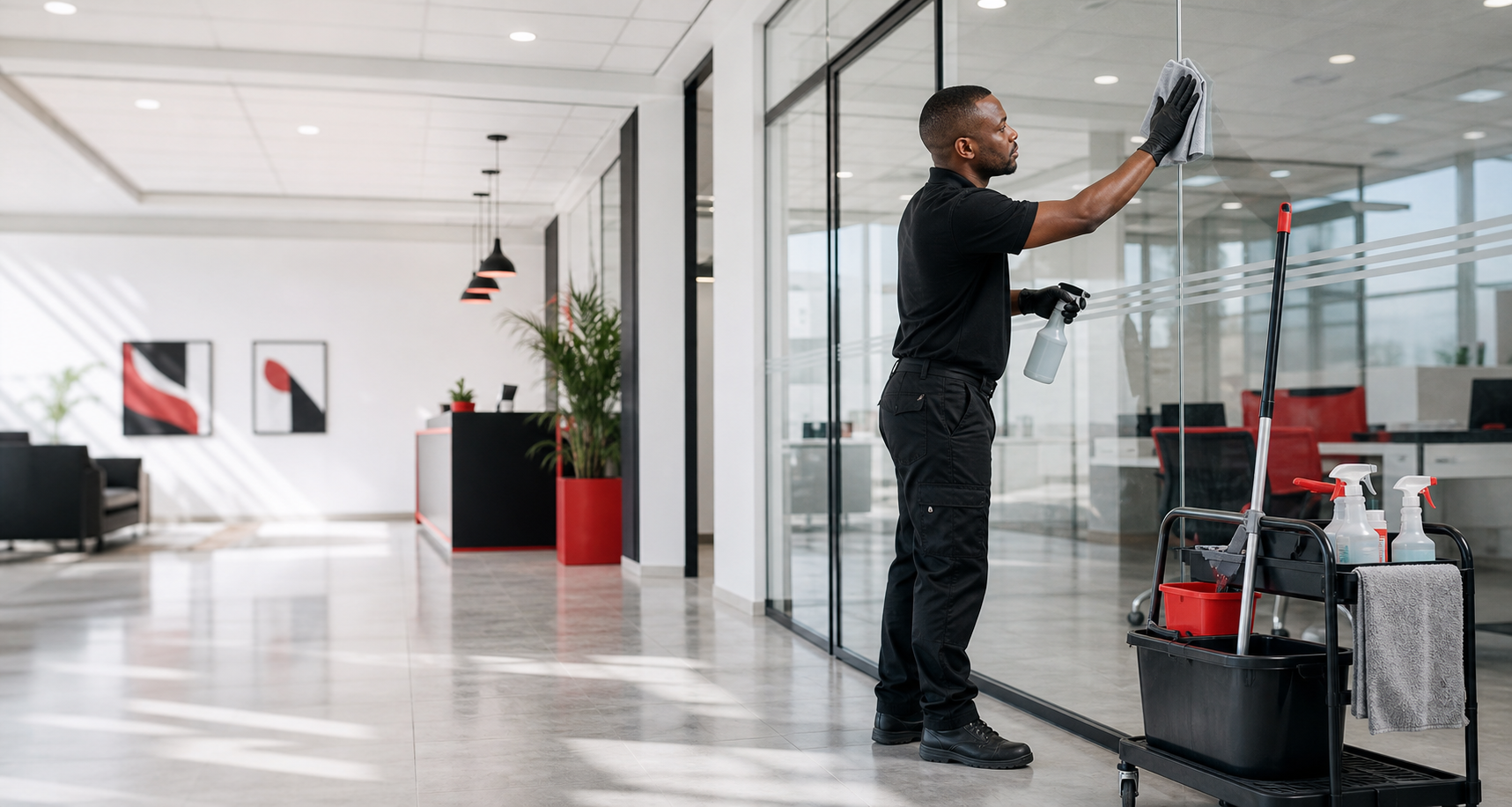 Professional cleaning in a modern office