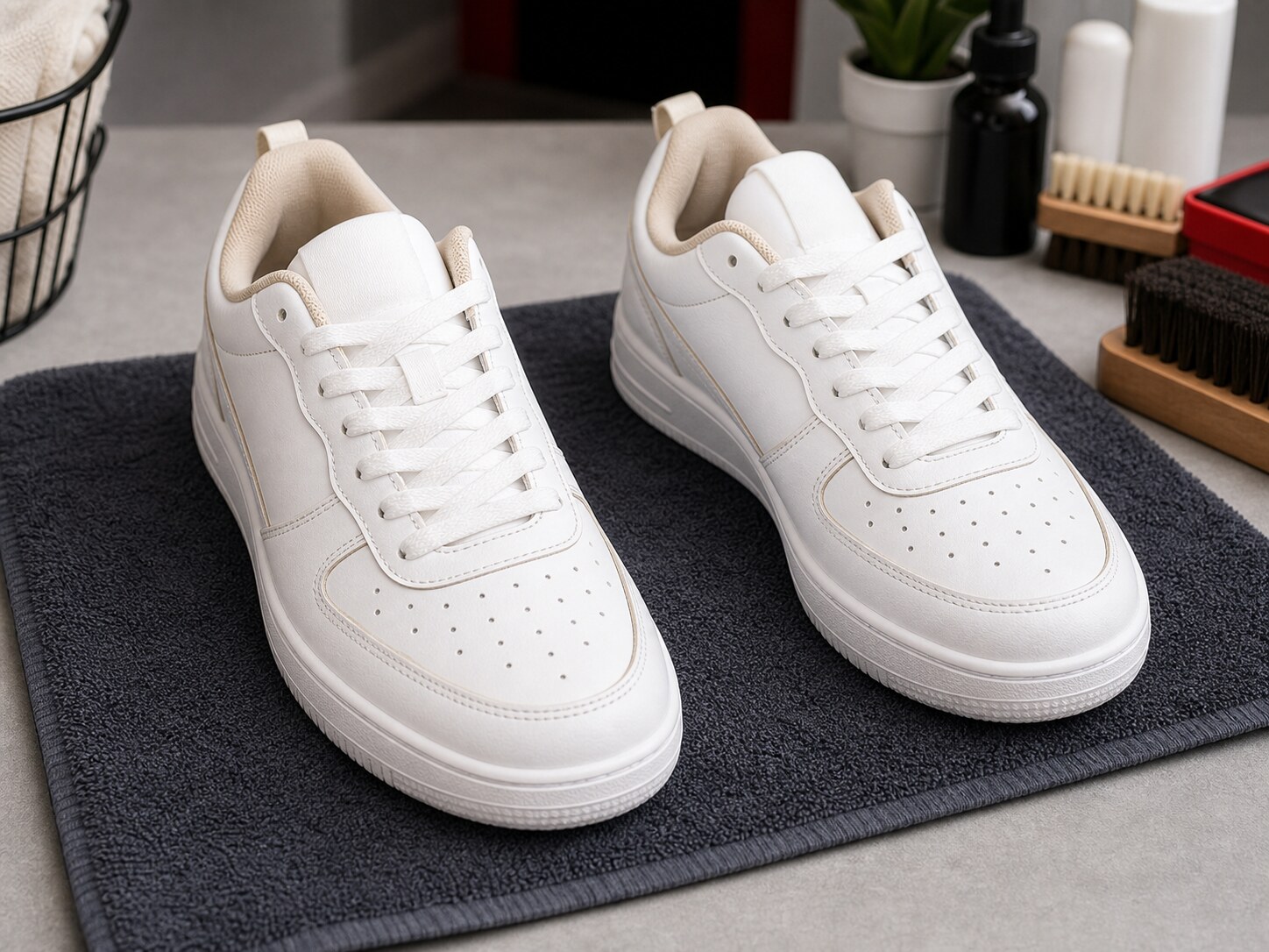 Cleaned white sneakers after shoe laundry service